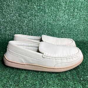 My Slippers by My Pillow Ivory Comfort Leather Moccasin Slipper Shoe Women Sz 10